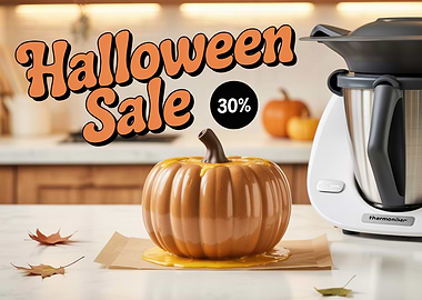Halloween Sale with Pumpkin and Thermomix