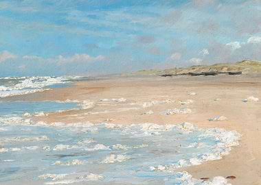 Beach Scene Painting with Waves and Sand