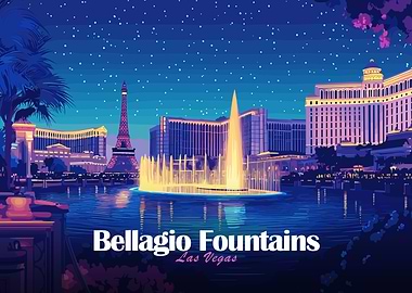 Bellagio Fountains Las Vegas Night