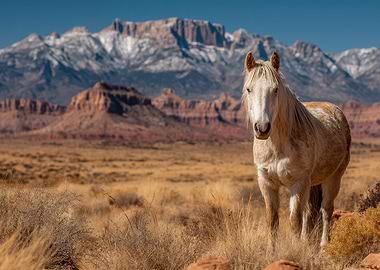 Wild Horse in Desert Landscape
