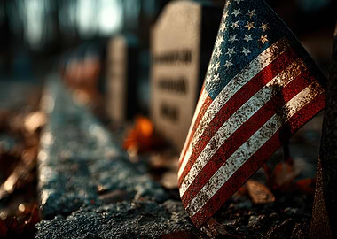 American Flag at Cemetery