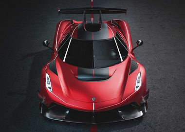 Red Koenigsegg Jesko Absolut Top View