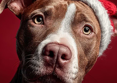 Dog with Santa Hat Portrait