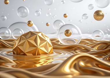 Golden Abstract Geometric Composition