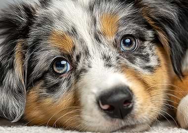 Close-up of an Australian Shepherd puppy