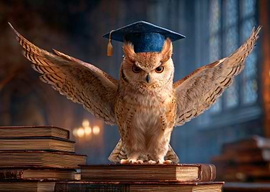 Graduation Owl on Books