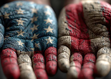 American Flag Painted on Hands