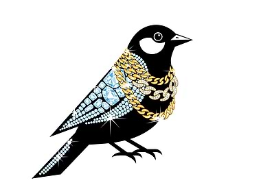 Jeweled Bird with Gold Chains