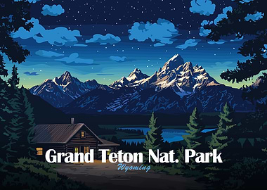 Grand Teton National Park Wyoming Illustration
