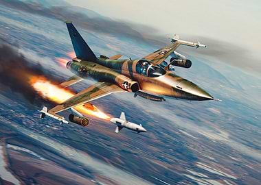 Camouflaged Fighter Jet in Flight war thunder