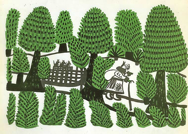 Illustration of Old Woman in Forest, maria primachenko paintings