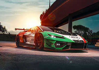 Italian Racing Car at Sunset