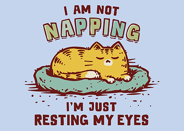 Resting Cat Cartoon Illustration
