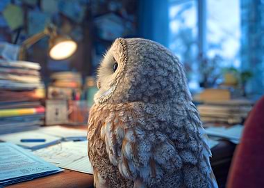 Owl on a Desk