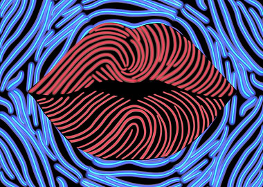 Abstract Lips with Fingerprint Pattern