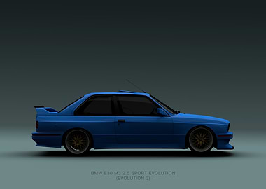 Blue BMW E30 M3 Sport Evolution