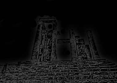 Ancient Ruins in Dark Monochrome