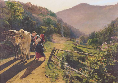 Rural Scene with Oxen and Figures