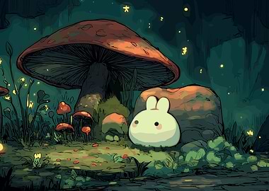 Cute Bunny in Enchanted Forest