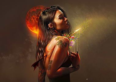 Arrow Through Woman with Moon