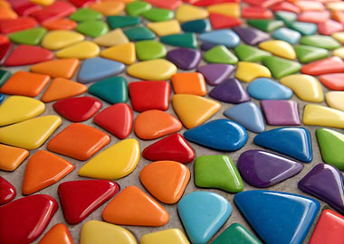 Colorful Geometric Shapes on Gray Surface