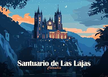 Santuario de Las Lajas, Colombia Illustration