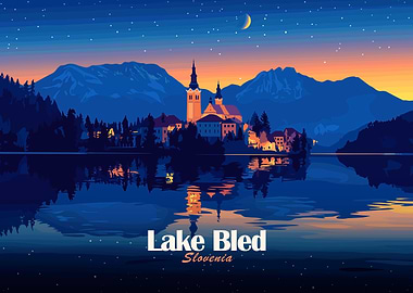 Lake Bled Slovenia at Night
