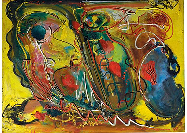 Abstract Expressionist Painting with Bold Colors