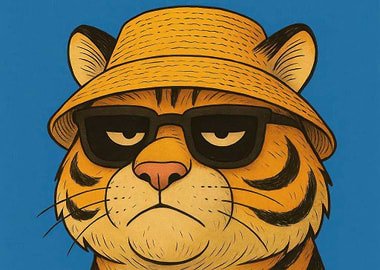 Cool Tiger with Hat and Sunglasses
