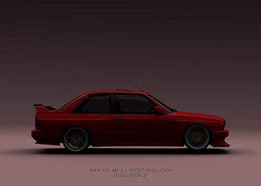 Red BMW E30 M3 Sport Evolution