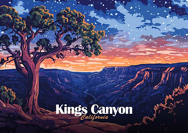 Kings Canyon California Landscape Illustration