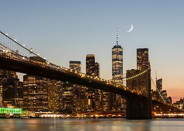 Brooklyn Bridge and New York City Skyline