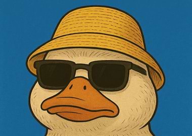 Cool Duck with Sunglasses and Hat