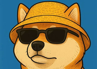 Cool Shiba Inu with Hat and Sunglasses