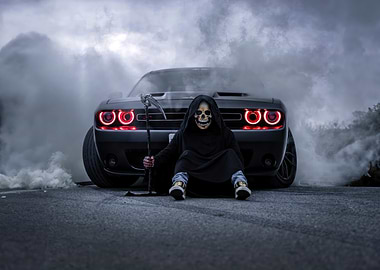 Grim Reaper with Dodge Challenger