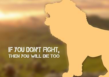 Lion Silhouette with Motivational Quote