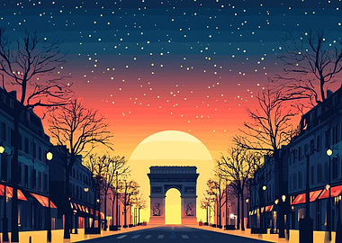 Arc de Triomphe at Sunset