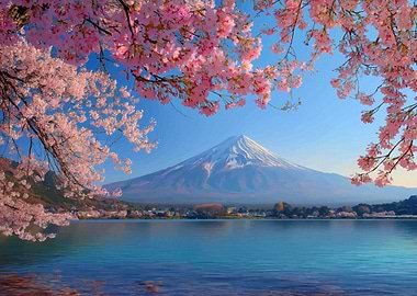 Mount Fuji with Cherry Blossoms