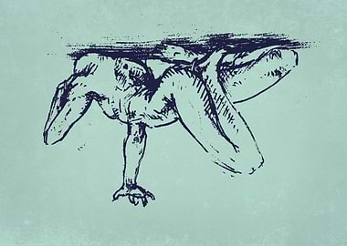 Suffer. Figure Sketch in Blue Ink