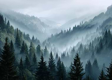 Misty Forest Landscape