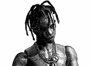 Travis Scott Black and White Portrait