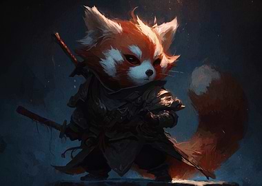 Red Panda Samurai Warrior Illustration