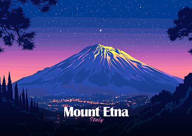 Mount Etna, Italy at Night