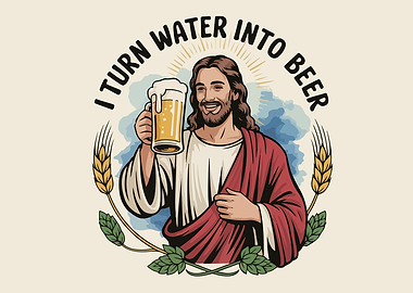 Jesus turns water into beer graphic