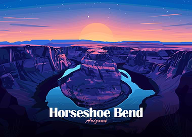 Horseshoe Bend Arizona Landscape Illustration
