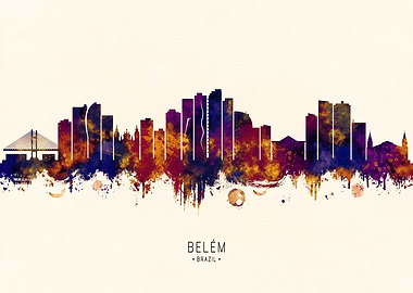 Belém, Brazil Watercolor Skyline
