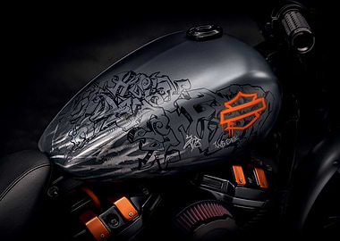 Harley Davidson Motorcycle with Graffiti Art