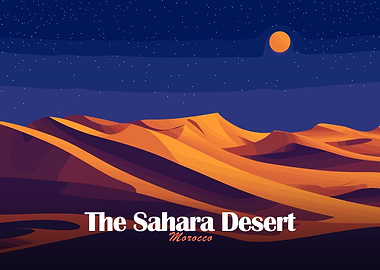 Sahara Desert at Night Illustration
