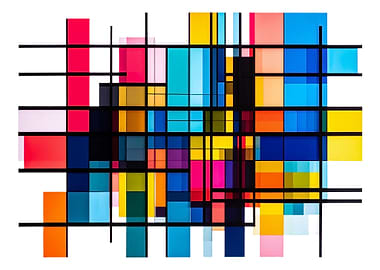 Color Grid Composition No.2 – Modern Abstract Geometry