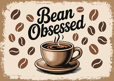 Bean Obsessed Coffee Cup Illustration